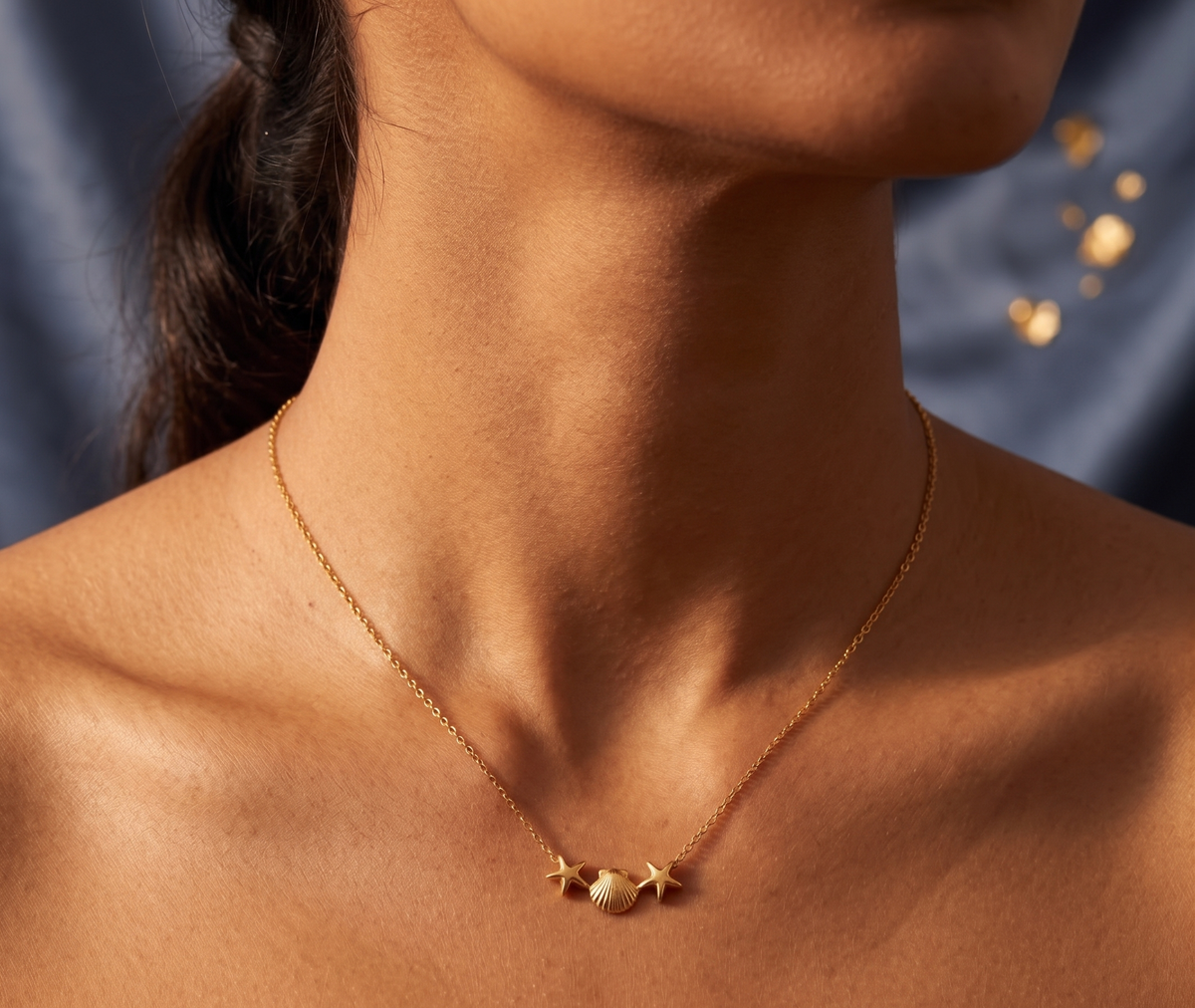 Gold Shell and Starfish Necklace