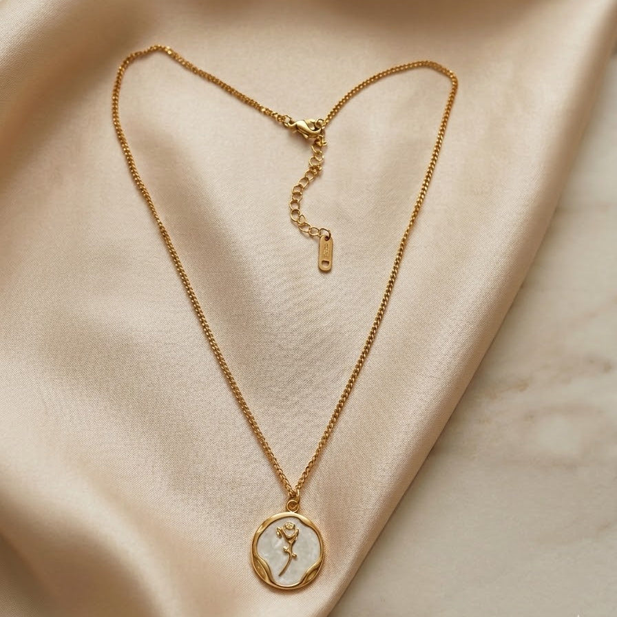 Gold Rose Coin Locket Set