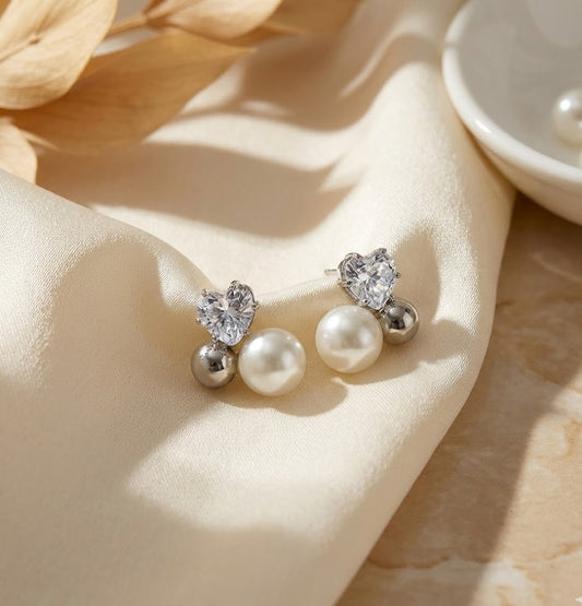 Elegant Pearl and Crystal Stud Earrings