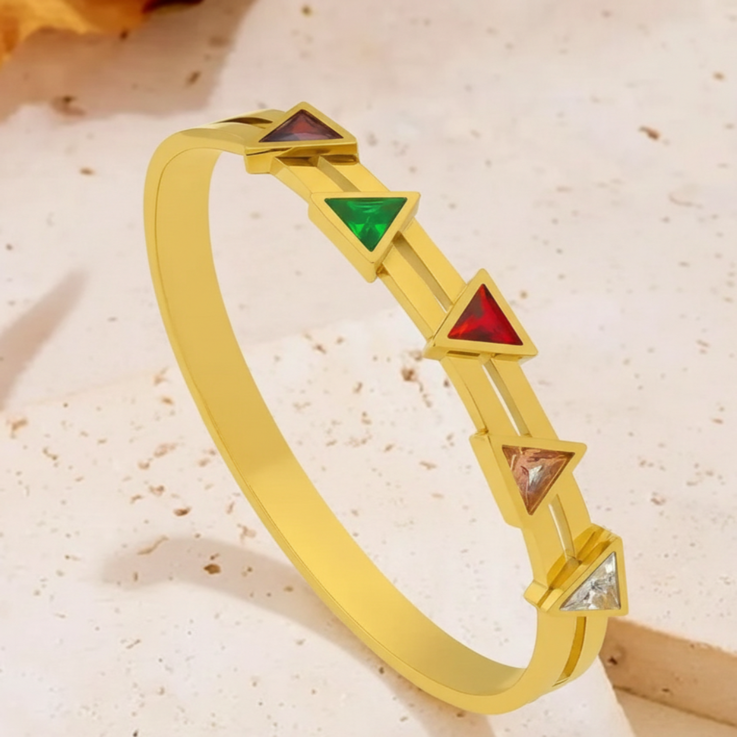Gold Plated Triangular Stone Bangle