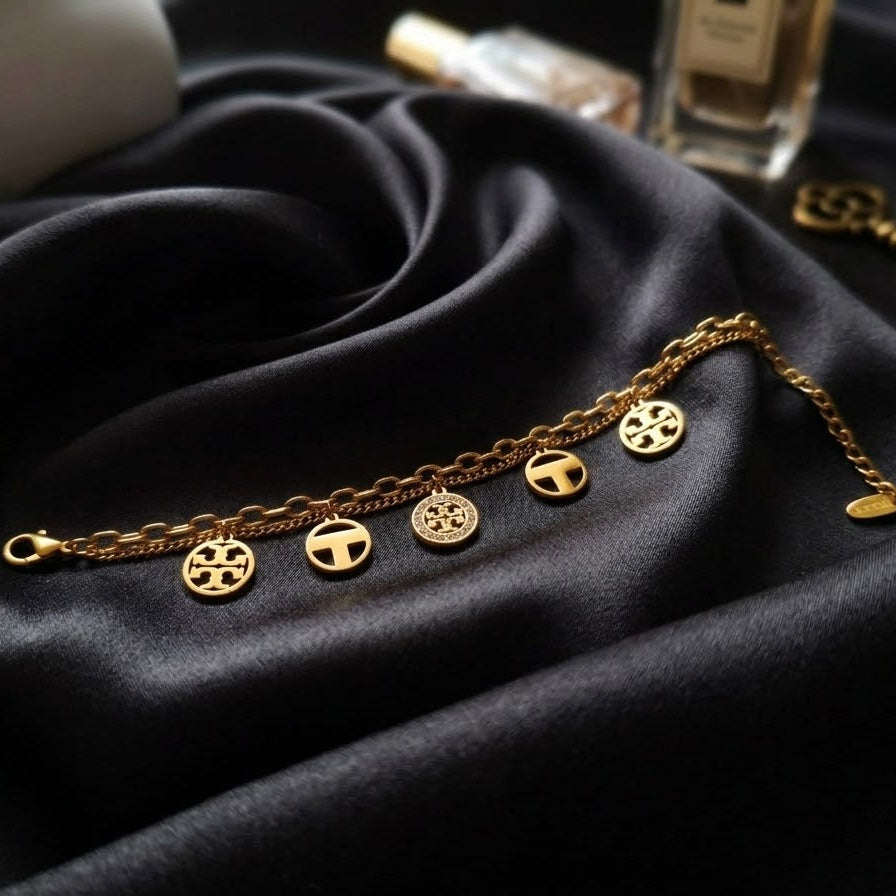 Gold Double Layer Charm Bracelet