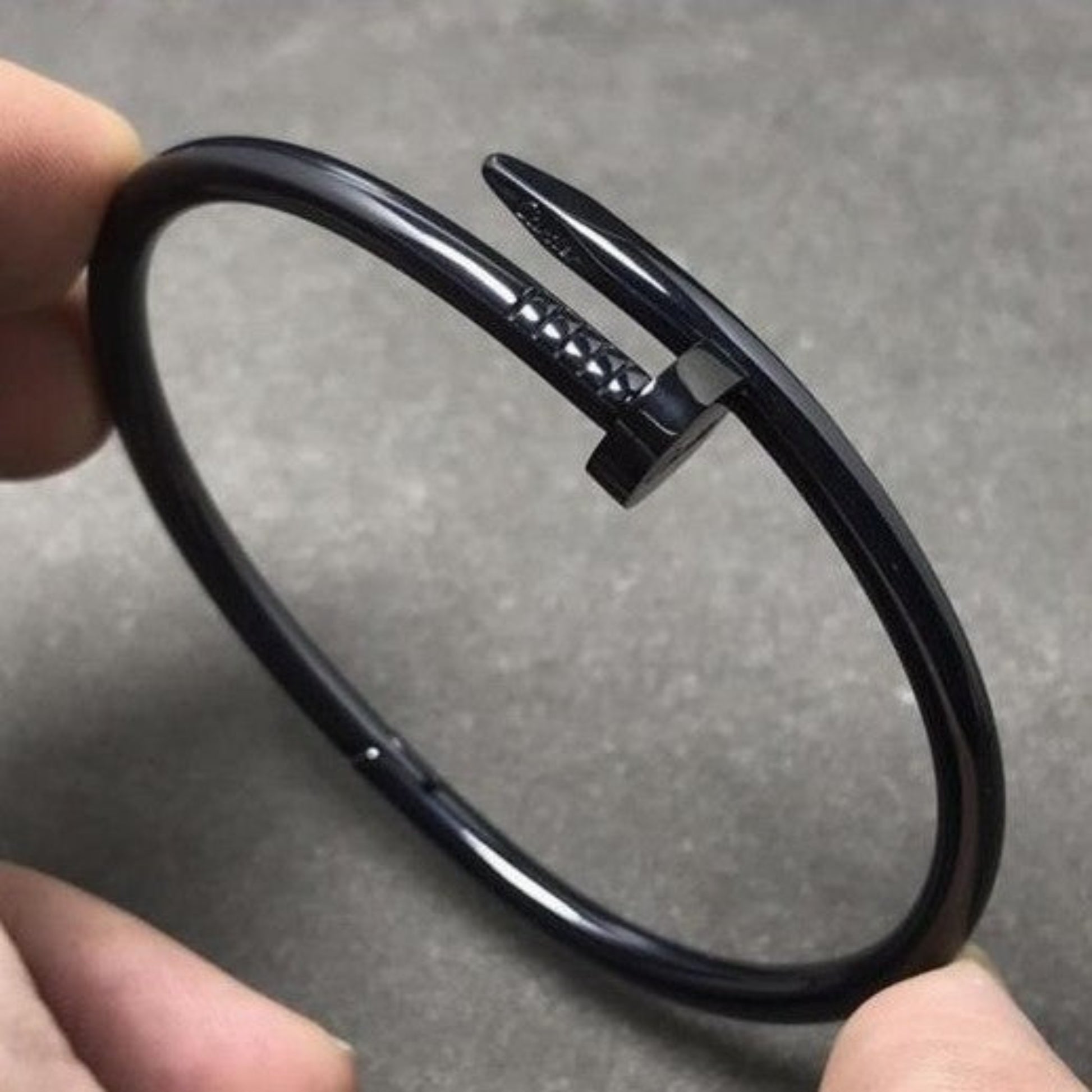 Minimalist black nail bracelet for women stainless steel nail design cuff trendy jewelry