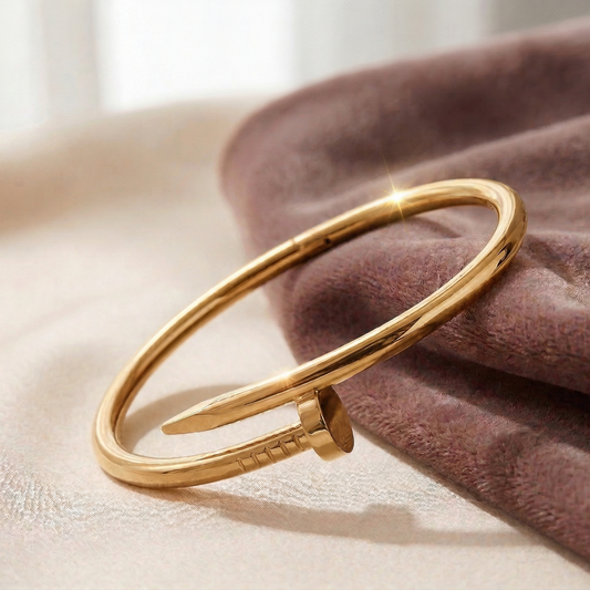 Gold Plated Nail Bangle – Trendy Minimalist Screw Cuff Bracelet