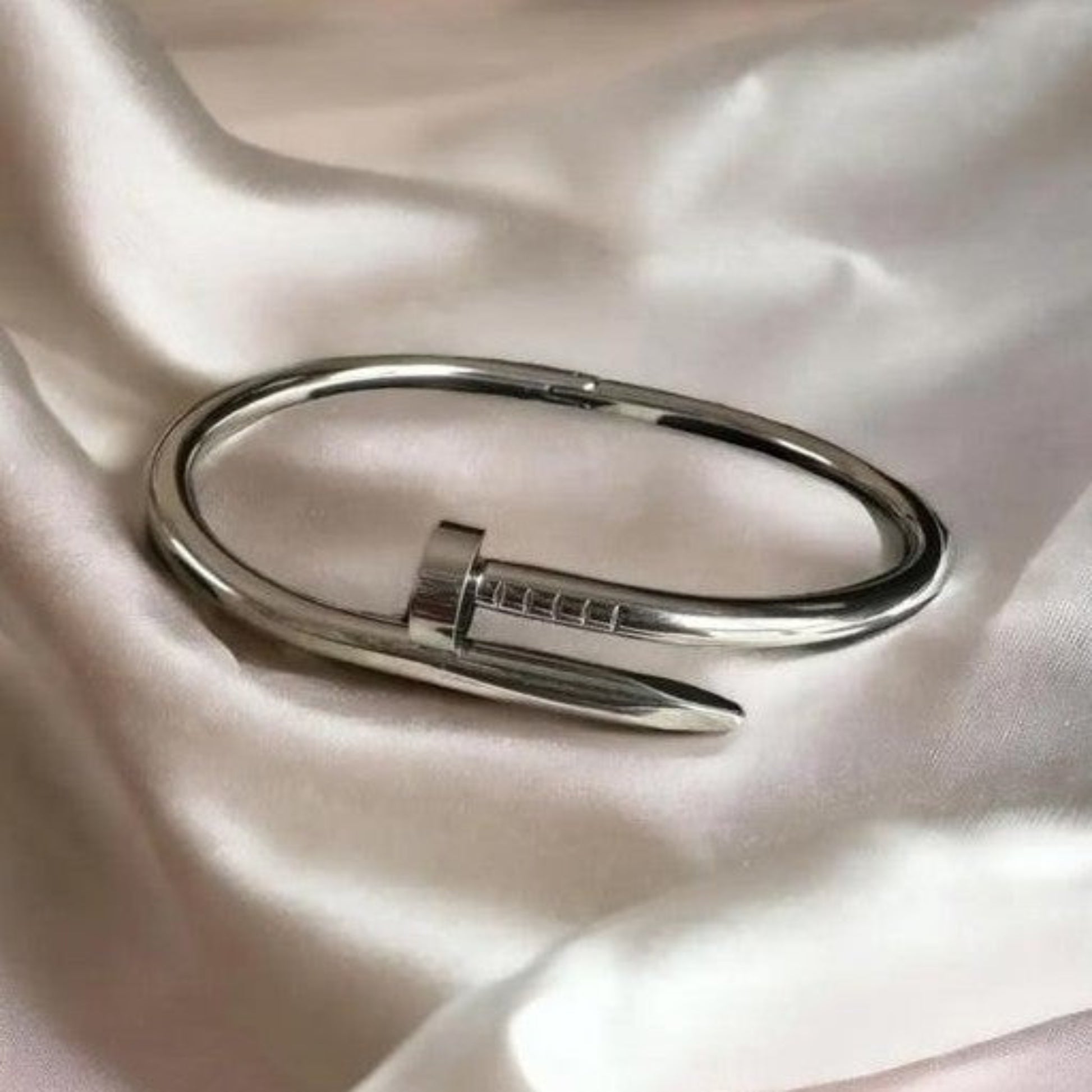 Minimalist rhodium nail bracelet for women rhodium plated stainless steel cuff trendy jewelry