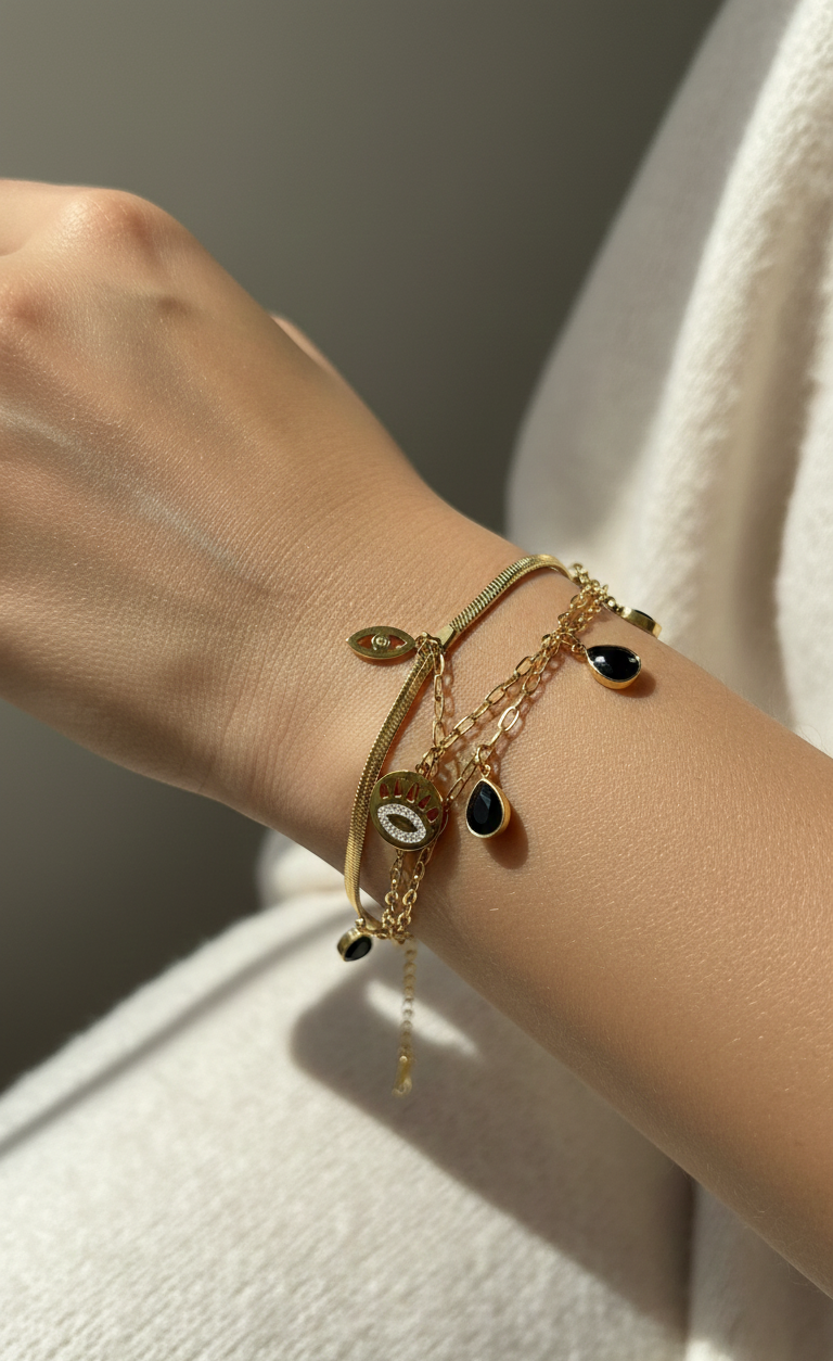 Gold Plated Layered Bracelet Set