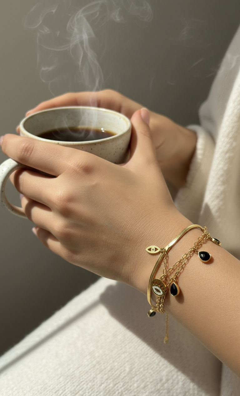 Gold Plated Layered Bracelet Set