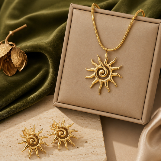 Solar Glow Necklace & Earrings Set