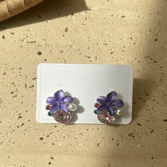 Elegant Floral Pearl and AD Stud Earrings for Women