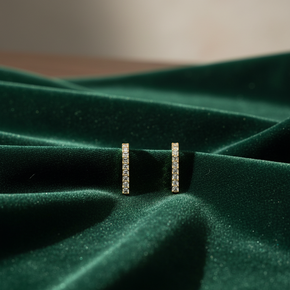Gold Plated U-Shaped Huggie Hoop Earrings for Women – Small Crystal Pave Geometric Link Earrings