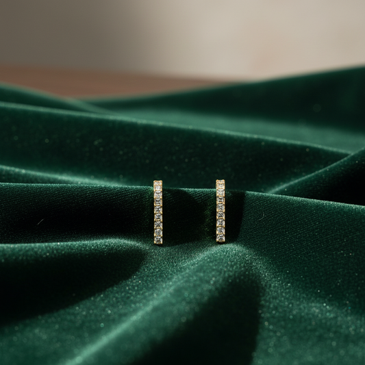 Gold Plated U-Shaped Huggie Hoop Earrings for Women – Small Crystal Pave Geometric Link Earrings