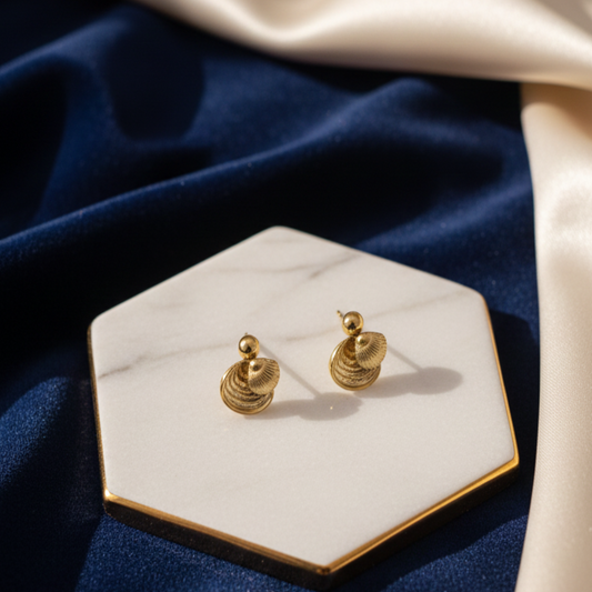 Gold Plated Minimal Spiral Stud Earrings