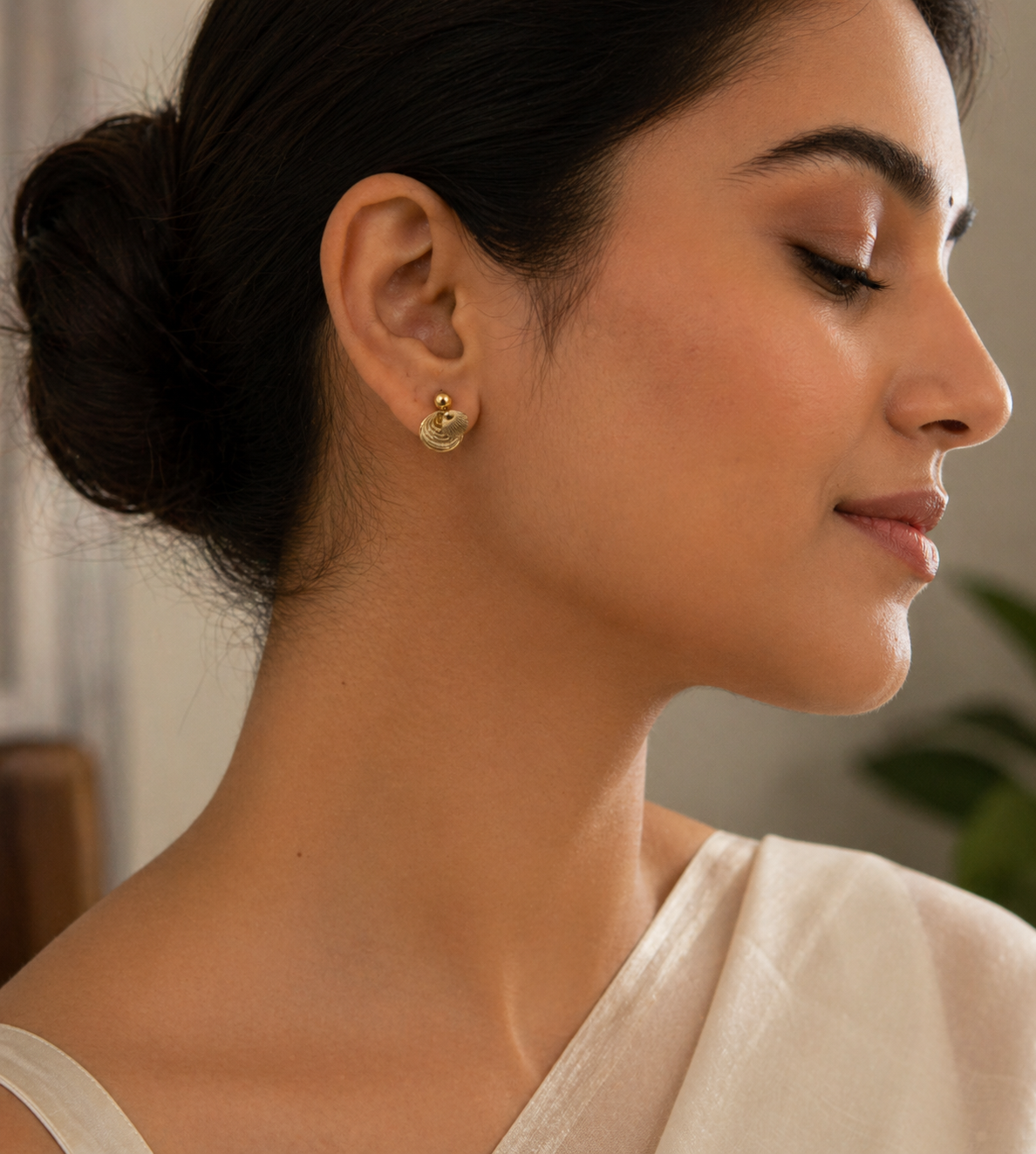 Gold Plated Minimal Spiral Stud Earrings