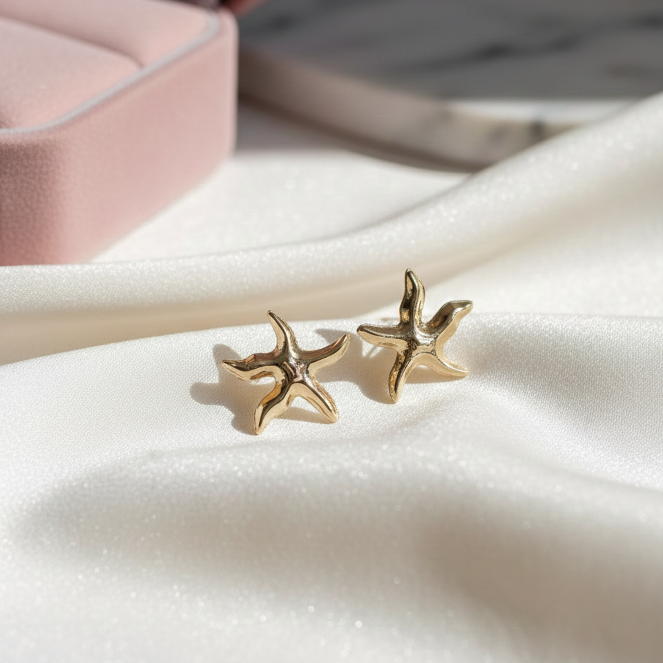 Gold Finish Star Stud Earrings for Women | Minimal Celestial Daily Wear Earrings