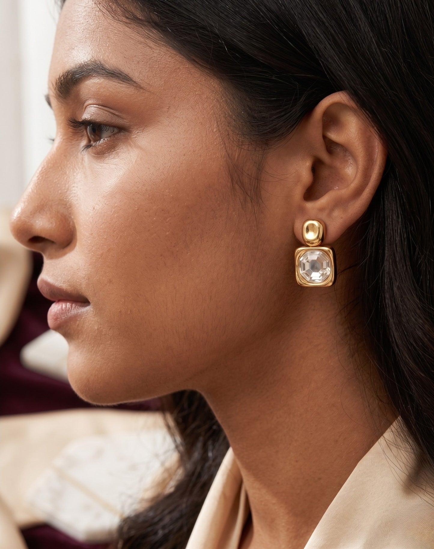 Square Crystal Stud Earrings
