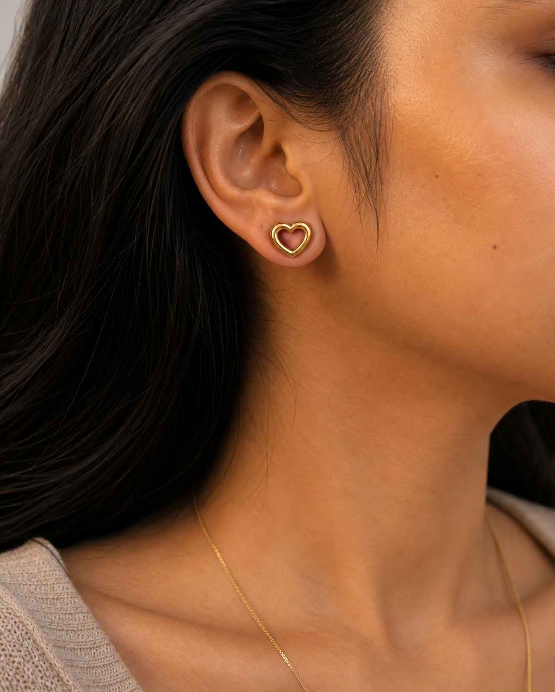 Minimalist Gold Plated Heart Stud Earrings