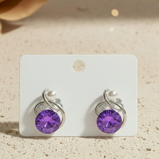 Elegant Stone and Pearl Stud Earrings