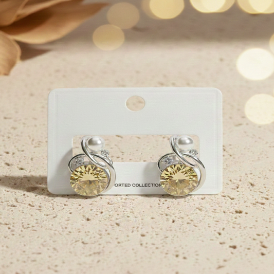 Elegant Stone and Pearl Stud Earrings