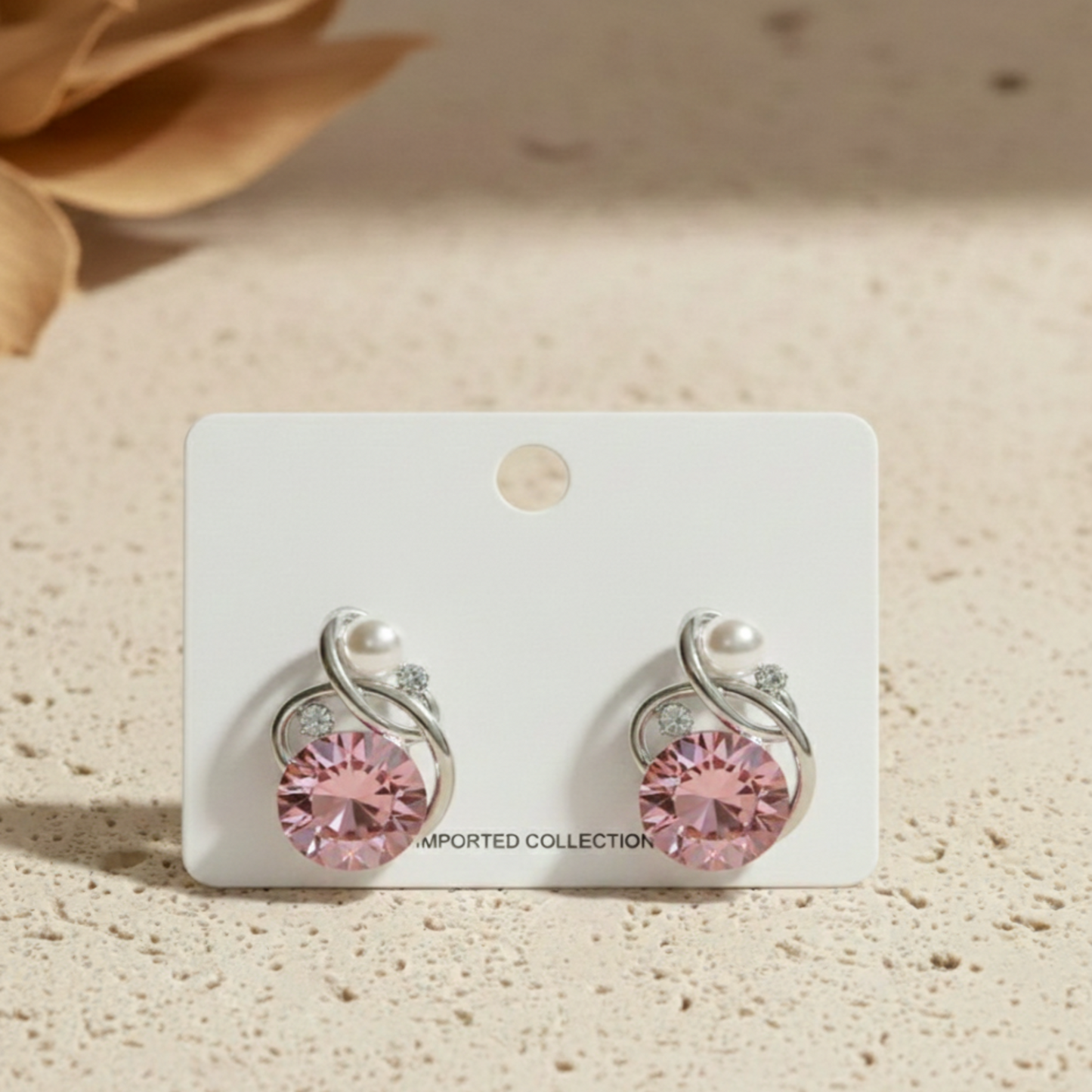 Elegant Stone and Pearl Stud Earrings