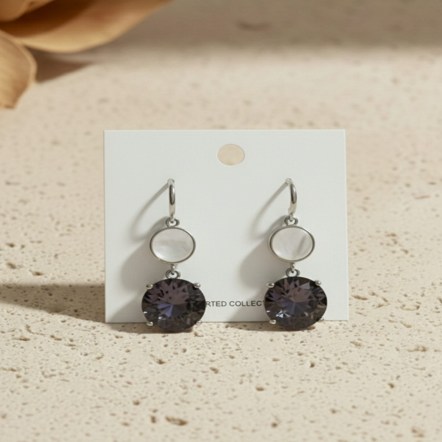 Elegant Crystal Drop Earrings with Mother of Pearl Accents