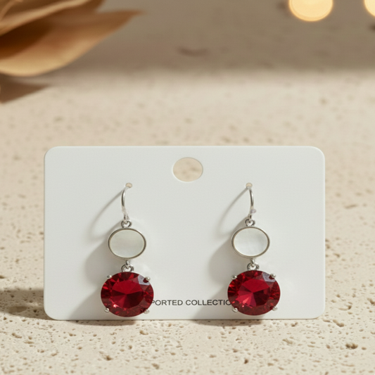 Elegant Crystal Drop Earrings with Mother of Pearl Accents