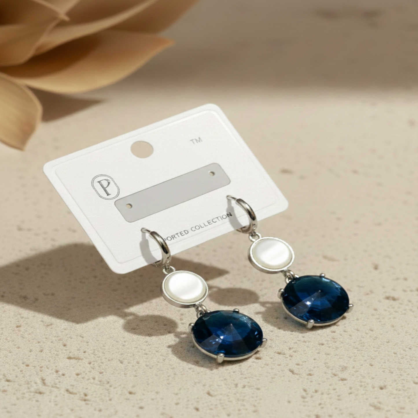 Elegant Crystal Drop Earrings with Mother of Pearl Accents