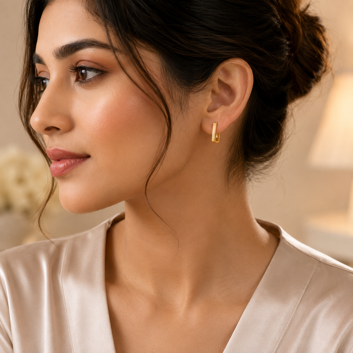 Gold Geometric Hoop Earrings for Women