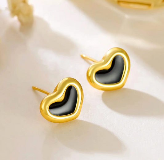 Gold Heart Stud Earrings for Women