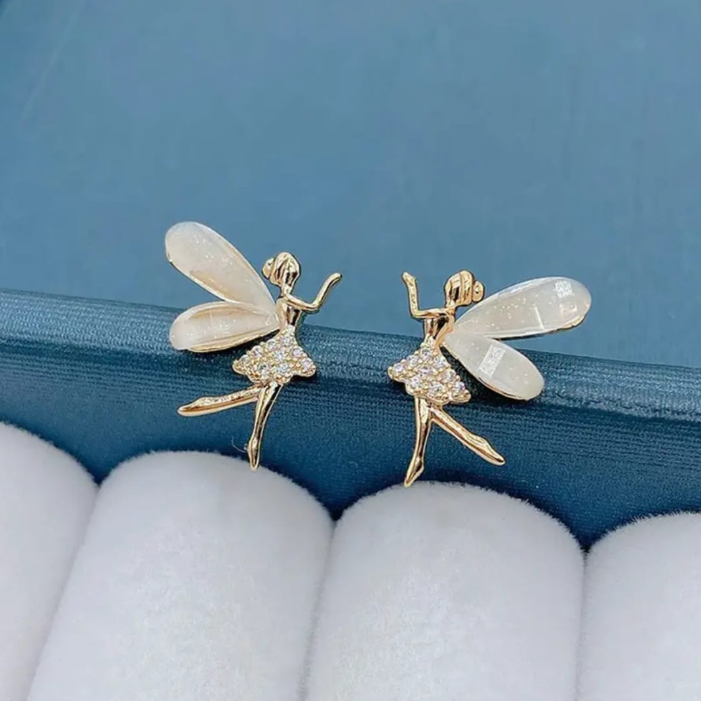 Gold Fairy Stud Earrings for Women