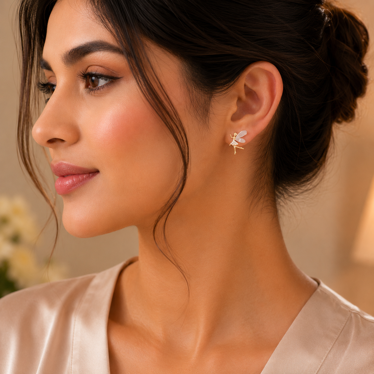 Gold Fairy Stud Earrings for Women