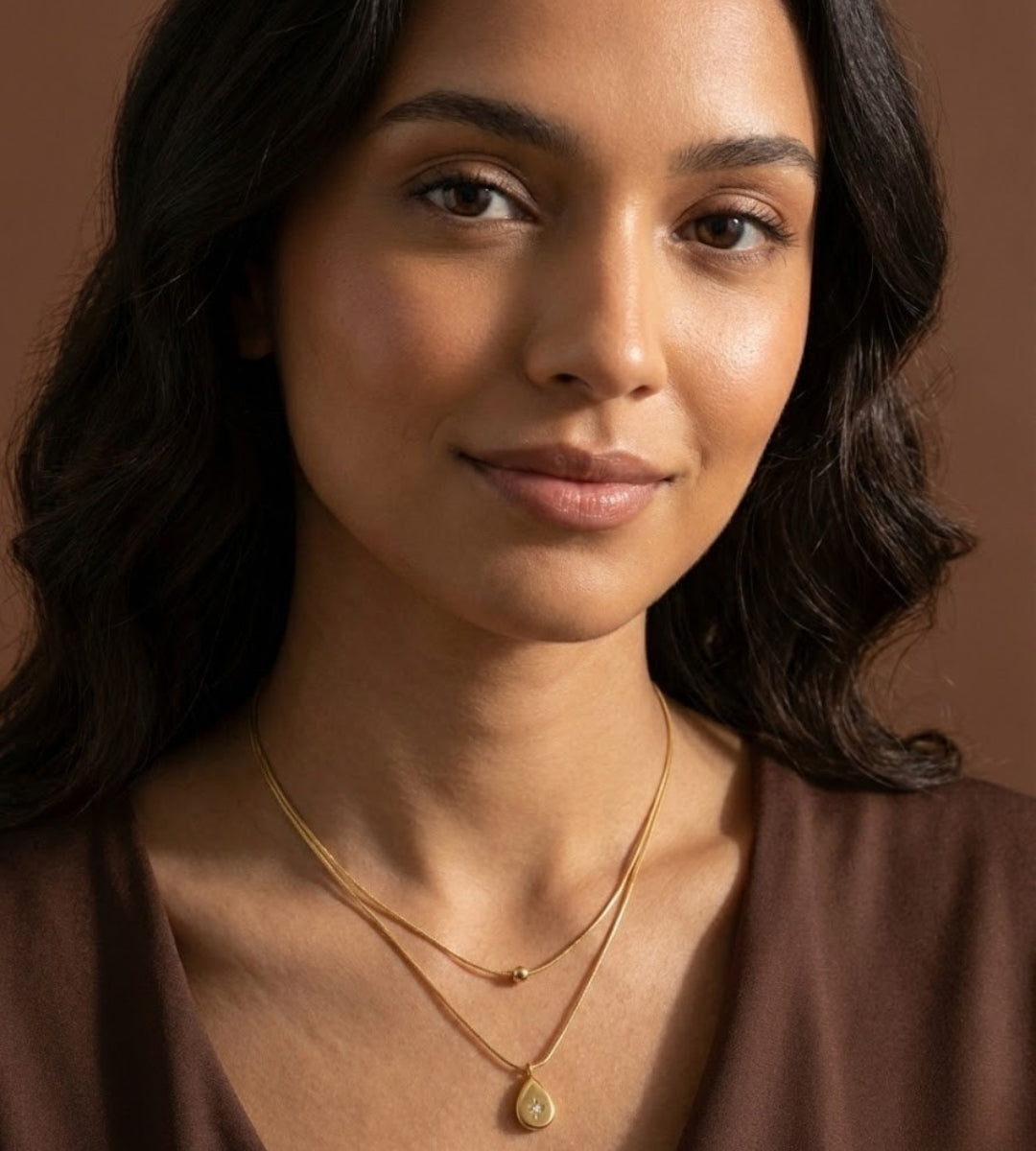Dainty Gold Layered Teardrop Necklace | Minimalist Starburst Pendant