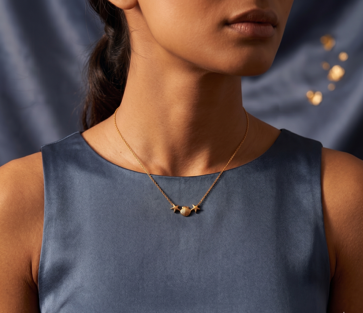 Gold Shell and Starfish Necklace