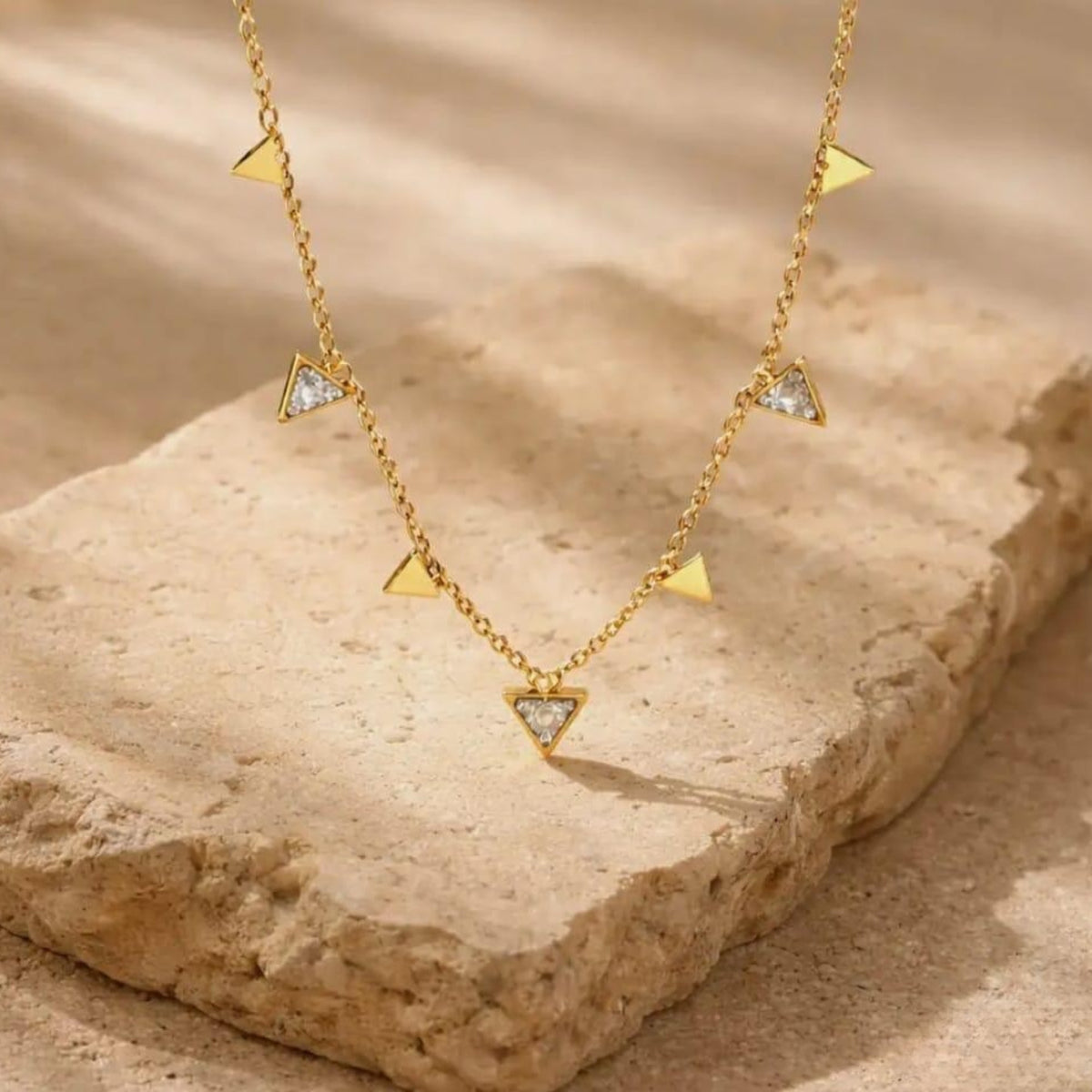Gold Triangle Station Necklace