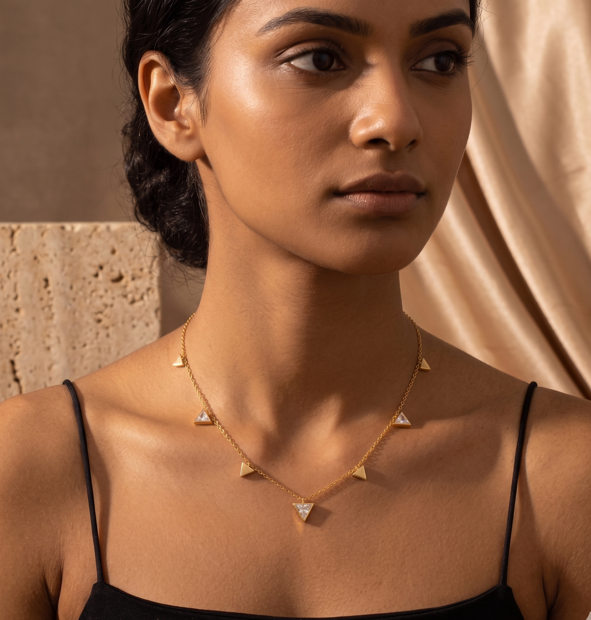Gold Triangle Station Necklace