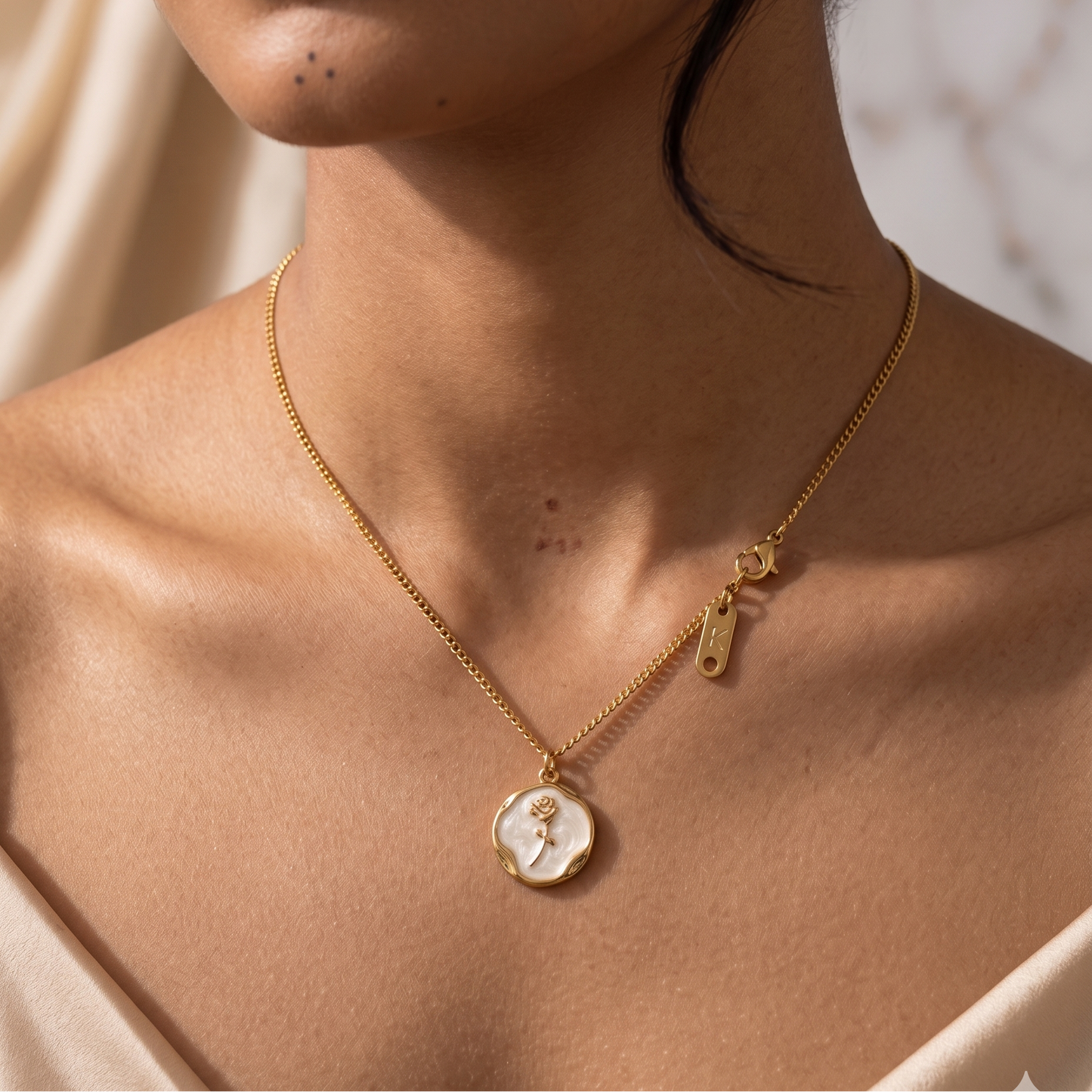 Gold Rose Coin Locket Set