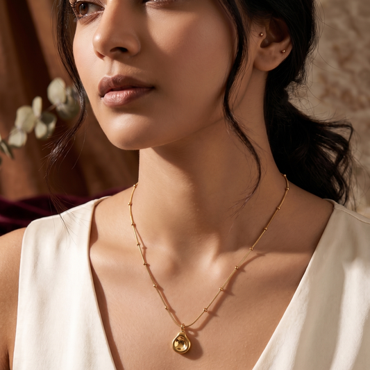 Gold Organic Teardrop Locket Set