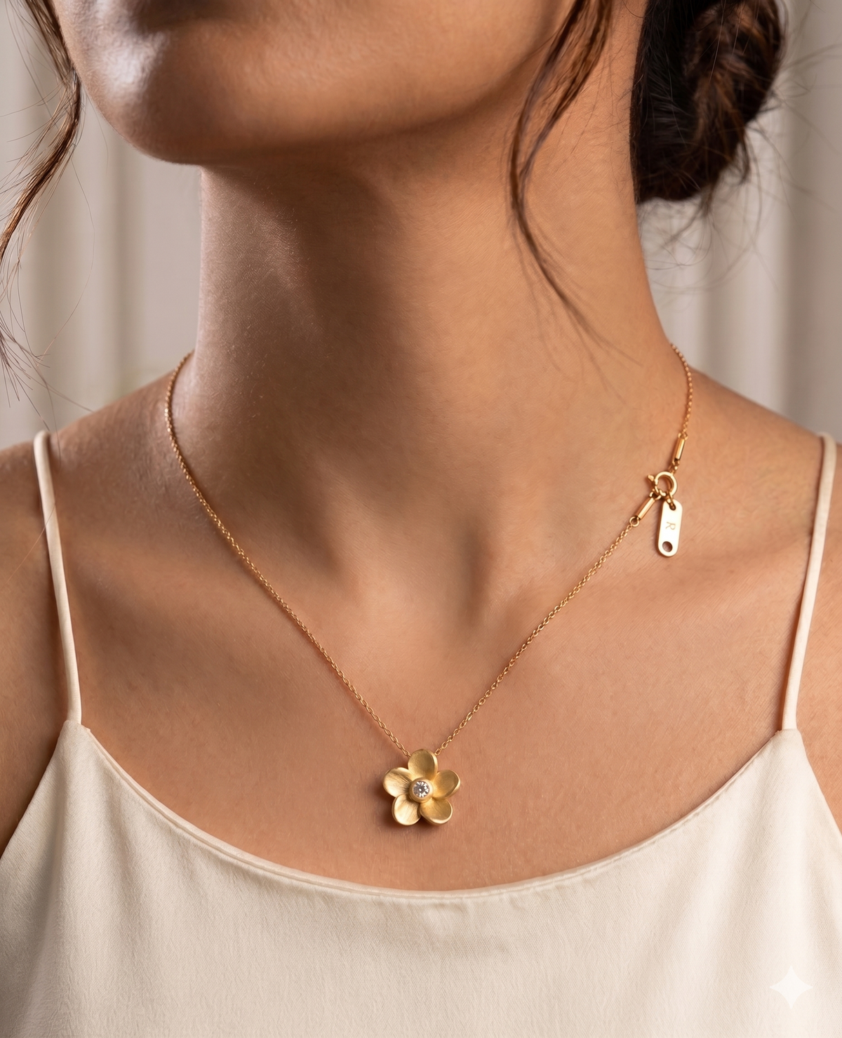 Gold Matte Flower Locket Set