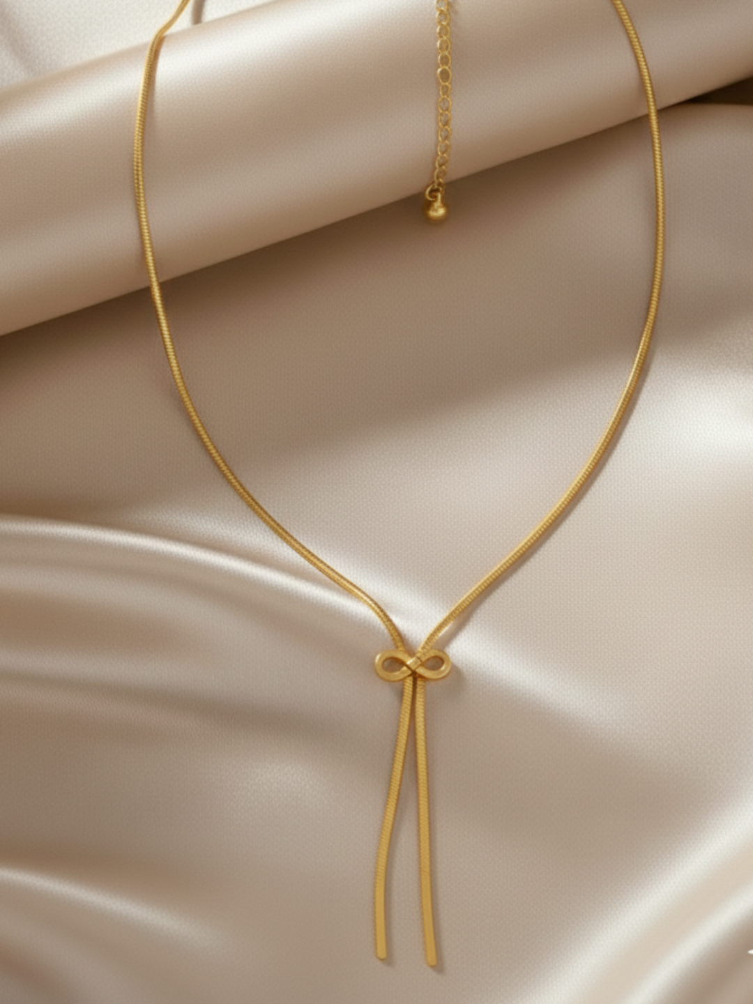 Elegant Gold Bow Pendant Necklace | Minimal Pearl Drop Chain