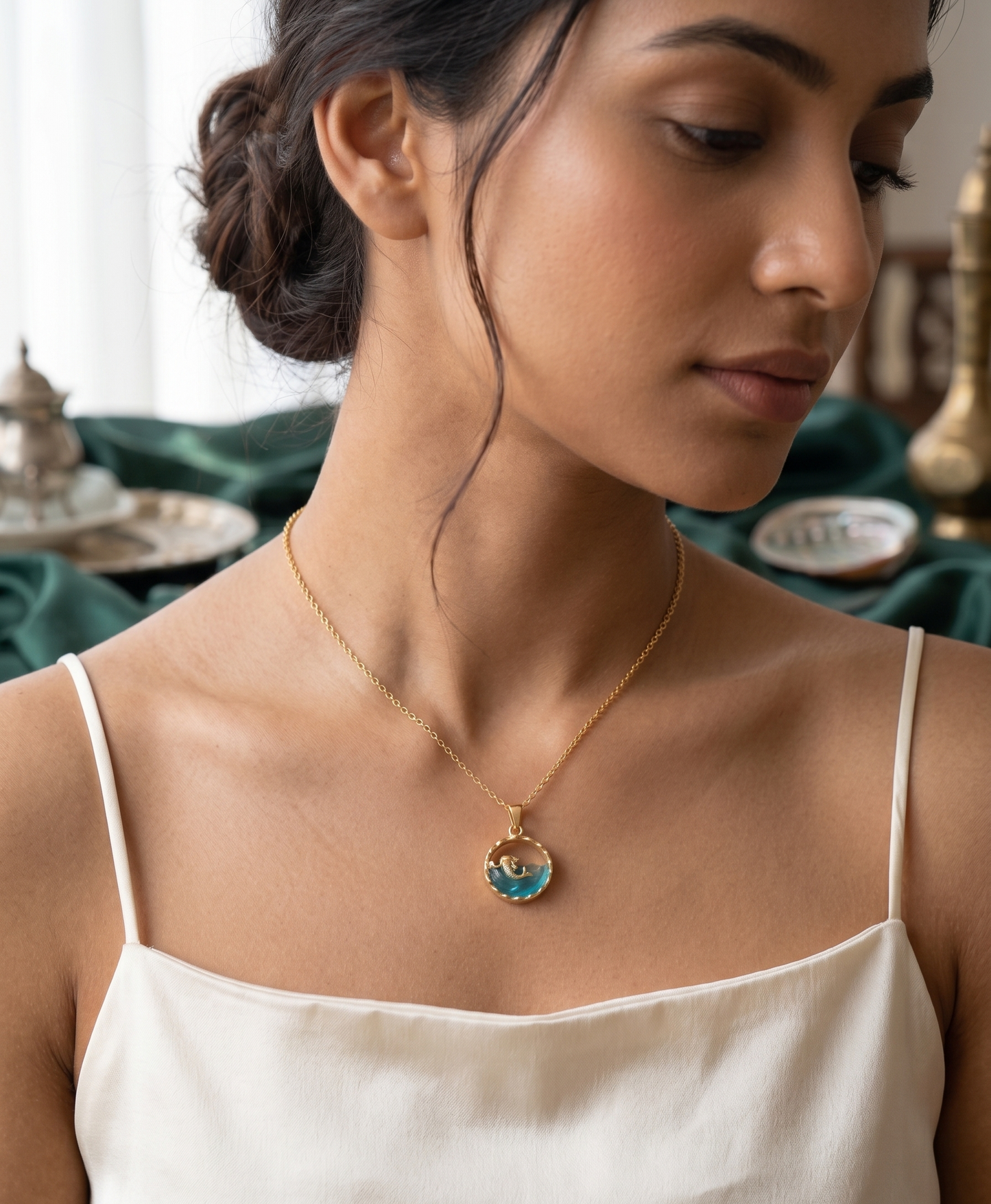 Gold Mermaid Wave Locket