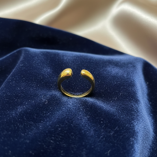 Gold-Plated Open Adjustable Dome Ring for Women | Minimalist Teardrop Design Ring | Daily Wear & Party Jewellery