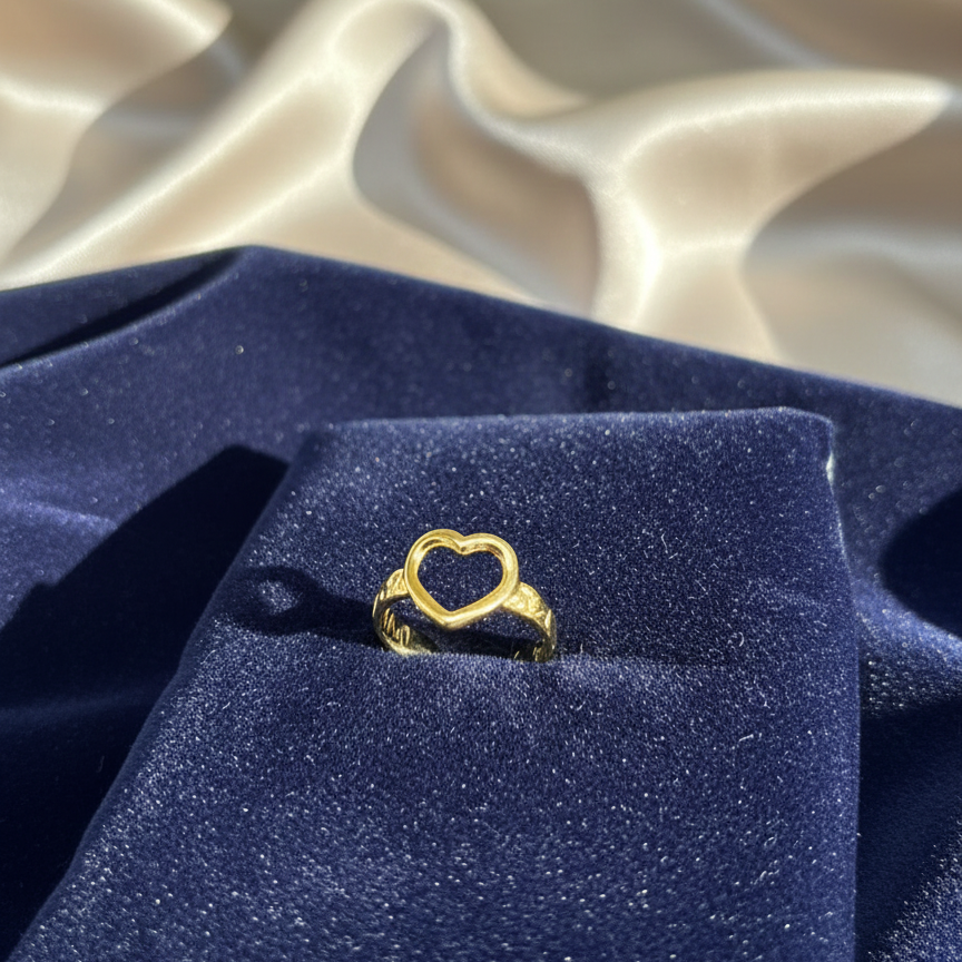 Gold Plated Heart Design Adjustable Ring for Women | Trendy Finger Ring | Daily Wear & Party Jewellery