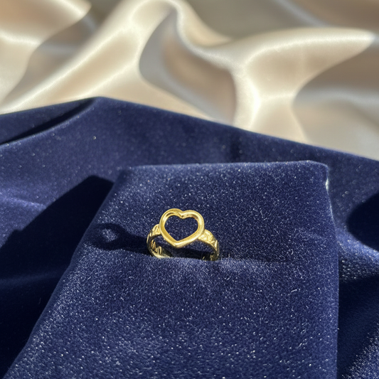 Gold Plated Heart Design Adjustable Ring for Women | Trendy Finger Ring | Daily Wear & Party Jewellery